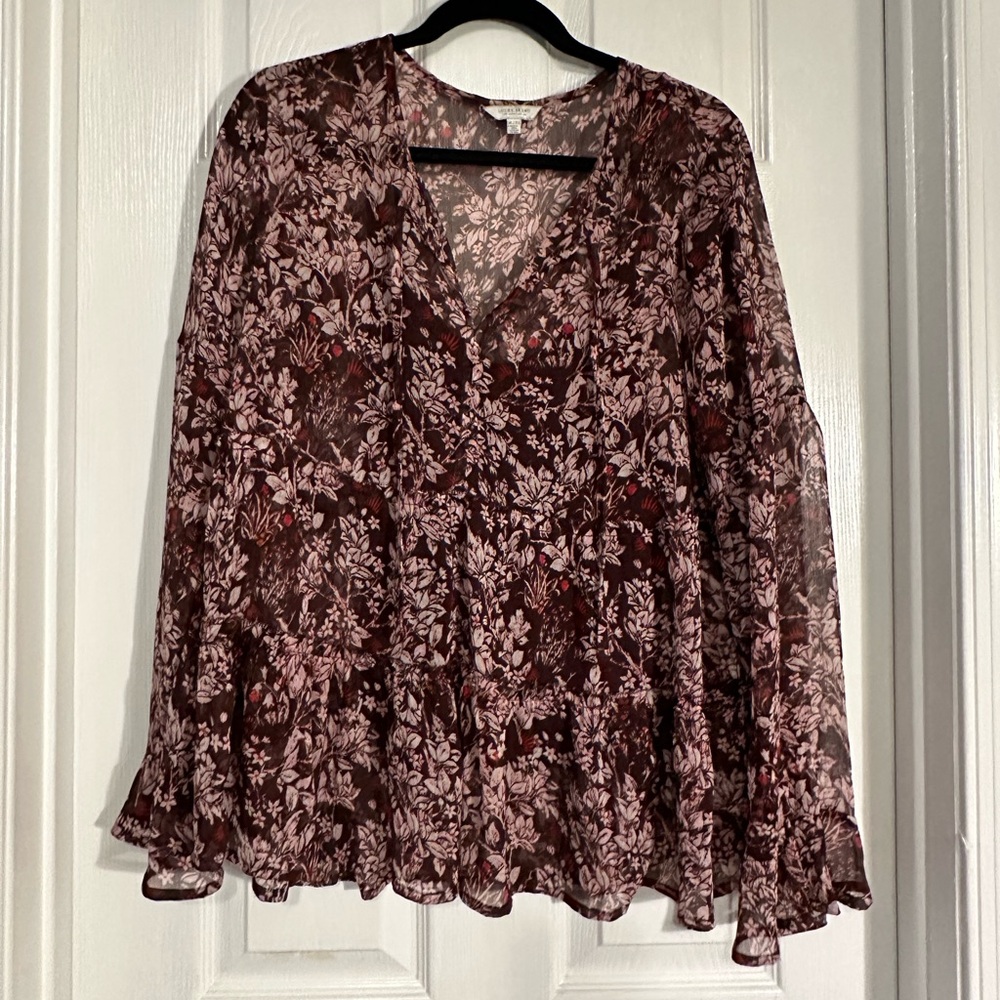 Lucky Brand Flowy Floral Top with Lining, Size XL